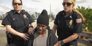 Bossy female officers raiding black thug cock