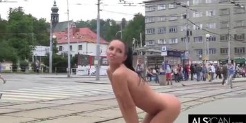 Tight brunette has a fetish for public nudity and more