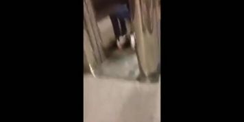 sneak up and cum on at her at bus stop