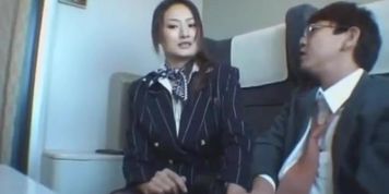 Jap girl jacks someone off in the train