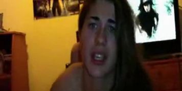 Some bitch fucked at home in front of webcam, making some crazy faces!!!