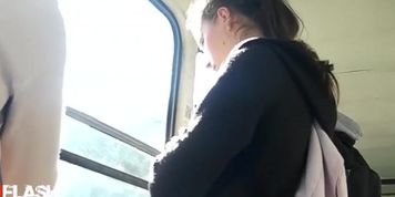 Flash Teen On Bus