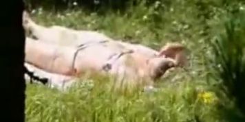 Hot teen caught masturbating outdoor by a peeper