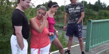 PUBLICBANGING - Public GROUP sex ORGY with BIG tits Part 1
