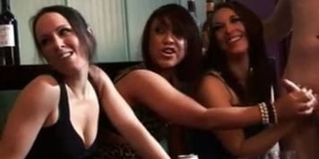 Small dick dude gets jerked by dominant ladies