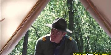 Boy scouts caught by their scoutmaster having sex in tent