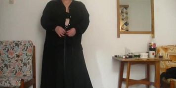 V in black stockings