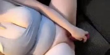 Busty girl jerks off