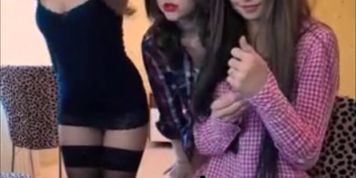 Three Teens Lesbians Teasing On Webcam
