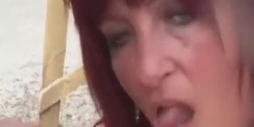 Busty amateur Milf outdoor action with cum in mouth