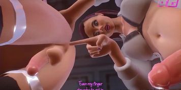 Naughty futanari boss fucks teen maid