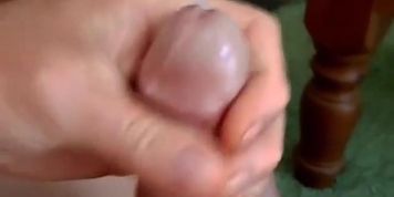 Jerking off my 3 week load with ball stretcher 