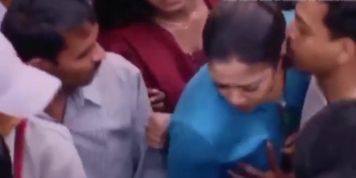 boobs press rough in public