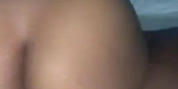 Sexy ass chocolate bitch riding while my dick in her ass