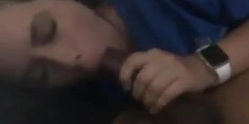 White girl sucks black dick before work