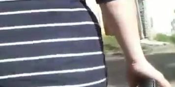 Stockings upskirt outdoor