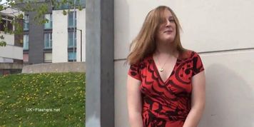 Longhaired redhead Jannas public masturbation and outdoor milf flashing the stre