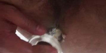 Solo hetero male plays with glass dildo part 3
