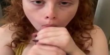 Big Tit Red Head Goth In Latex Sucks My Cock Until I Cum (She Laughs At My Cumshot)