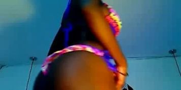 Busty ebony dances on the webcam