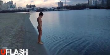 Ukrainian Teen Nude on Winter Beach