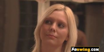 Two hot blondies are masturbating in front of a swinger sex group