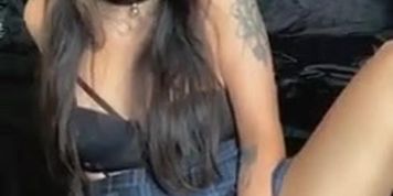 Goth teen egirl fucks herself on cam