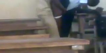 Teen African students fucking doggstyle in class