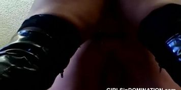BBW mistress blowing on her sub