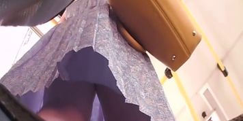 Upskirt inside  Tram