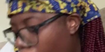 Nerdy black bitch sucks nut out of bbc