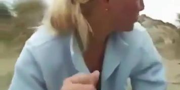mother blowjob on a beach