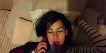 cheater on phone with poor bf while getting fucked