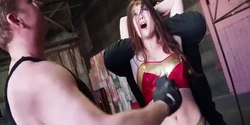 Sexy heroine vs 2 guys