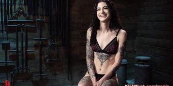 Tattooed skinny slave in brutal restriction