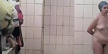 public shower room with mature Moms