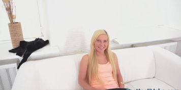 Real amateur fucked in many poses at casting