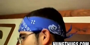Buff straight thug strokes his dick and explodes