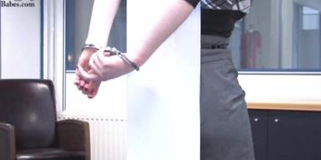 Bondaries - Office chick cuffed and cleavegagged