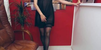 Sexy Dancing in a Sheer Black Chiffon Short Top
