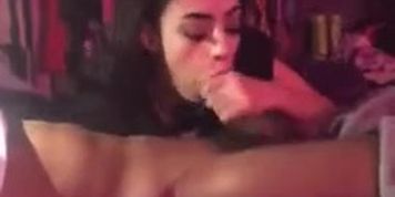 Gorgeous Latina chick sucking black cock