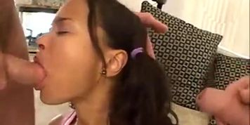 Hot teen Latina anal gangbang