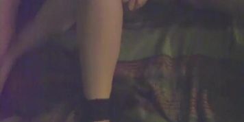 Amateur girl tied on bed . . .