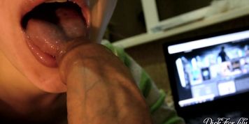 Rubbing Sloppy Foreskin Blowjob And Licking Cock Huge Cum-Dickforlily