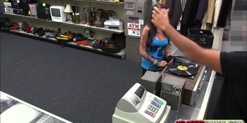 Hot Bartender woman with nice boobs sucks a big hard dick