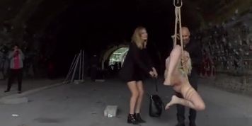Blonde made naked walking in public