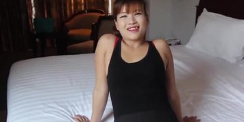Huge white cocked stud fucking busty Thai slut in doggy style position