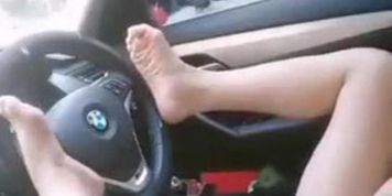 Chinese girl masturbate in a car at the public