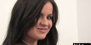 Hot girl has fun on the couch