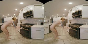 Tiny blonde hottie gets fucked while cooking pizza in virtual reality (Mike Mancini)